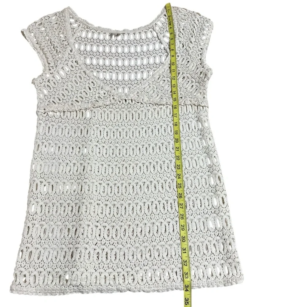 Milly Cabana Crochet Mini Dress Deep V-Neck Cream Unlined Bohemian Size‎ Medium